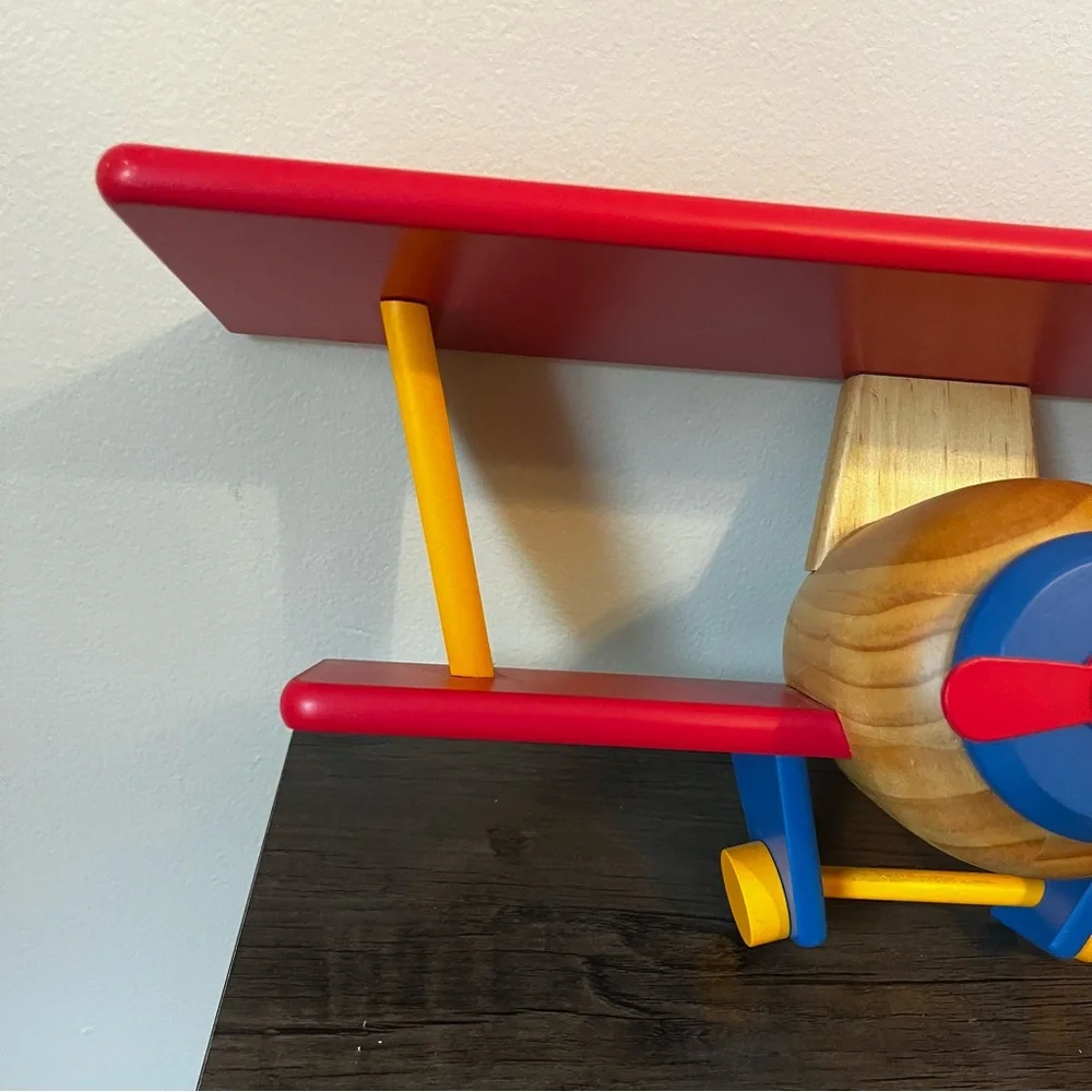 Restore & Restyle Kids Wood Airplane Shelf Primary Colors
